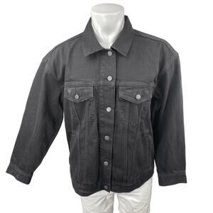 Gap Men's Black Button Down Long Sleeve Oversized Pocket Denim Jeans Jacket Sz L